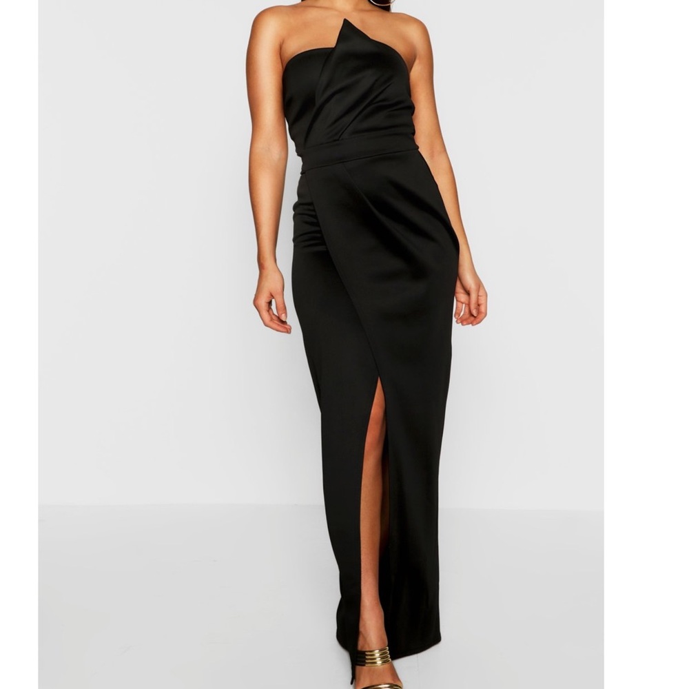 Nasty Gal Collection Bandeau wrap detail split maxi dress Size 8 Black